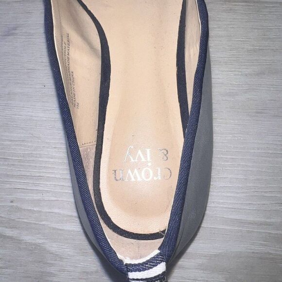 Crown & Ivy Mia Blue/White/Silver Striped Flats Women's 7 - Picture 9 of 11